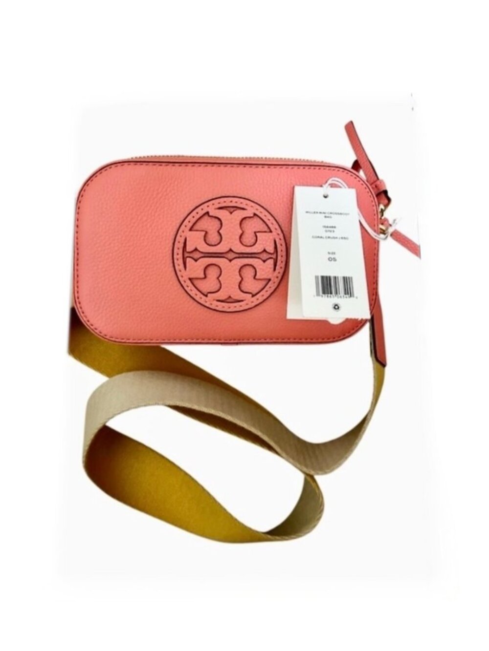 Tory Burch Mini Miller Leather Crossbody Bag Clutch in Coral Crush  NEW